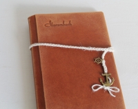 Stammbuch "Maritime-Vintage",  aus cognacbraunem Leder